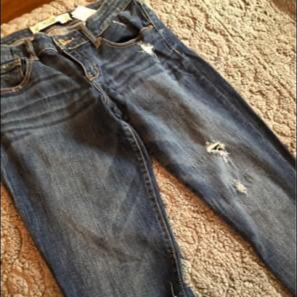 A&F Super Skinny Distressed Jeans